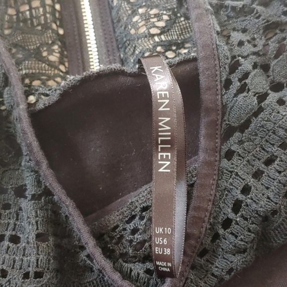 💐Karen Millen 6, Lace Inset Zip Back Top - Picture 6 of 7